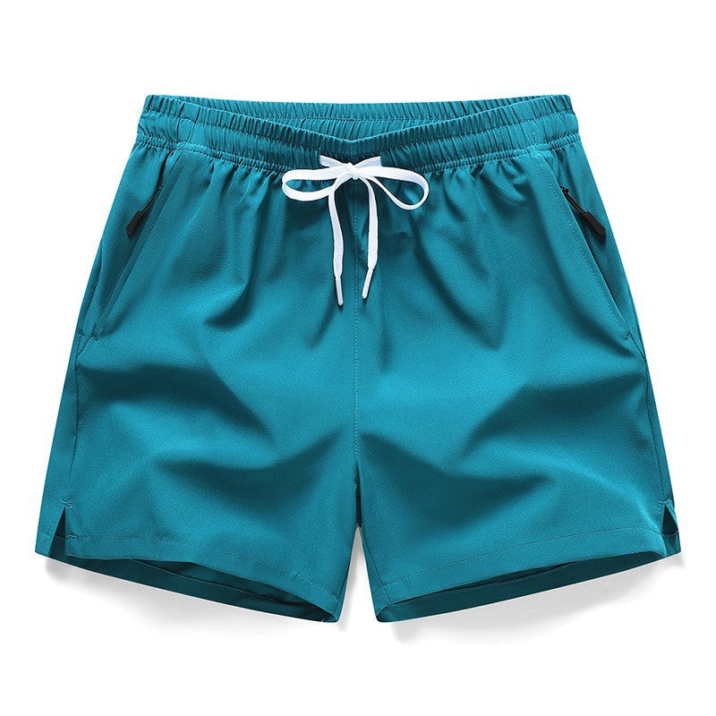 Unisex Quick-Dry Sports Shorts with Zipper Pockets & Stretch Fit