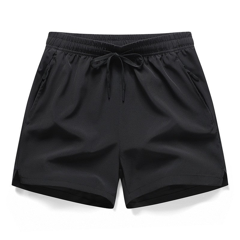 Unisex Quick-Dry Sports Shorts with Zipper Pockets & Stretch Fit