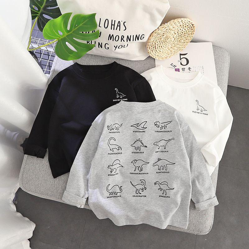 Kids' Cotton Dinosaur Long Sleeve Crew Neck T-Shirt
