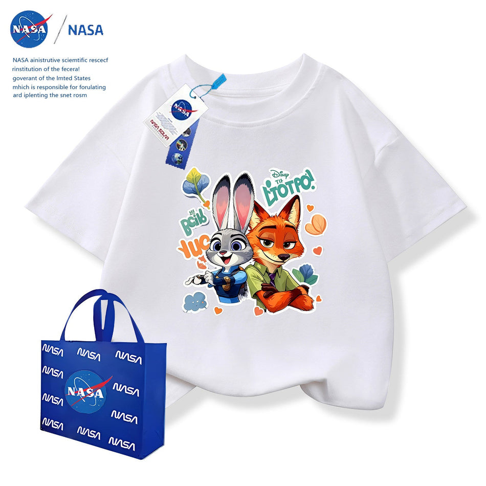Kids' Cartoon Graphic Short Sleeve Cotton T-Shirt