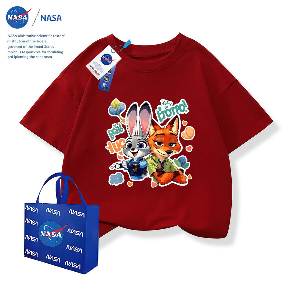 Kids' Cartoon Graphic Short Sleeve Cotton T-Shirt