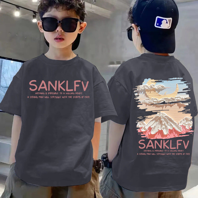 Boys' Street Style Short Sleeve Cotton T-Shirt