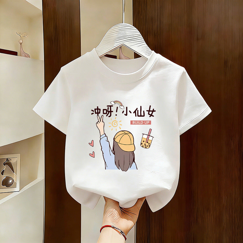 Girls' Cotton Short Sleeve Casual Summer T-Shirt