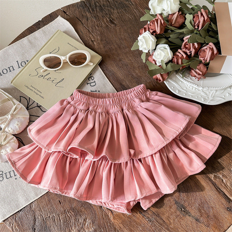 Girls' Layered Ruffle Skort for Everyday Wear