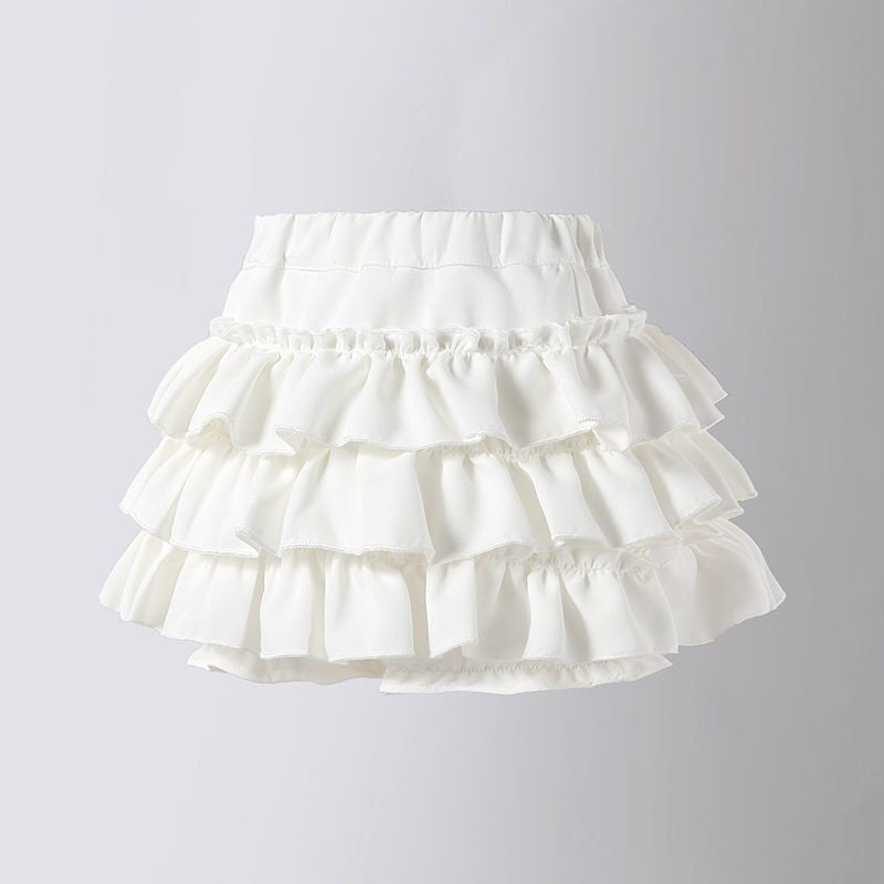 Girls' Pleated Layered Puff Skirt