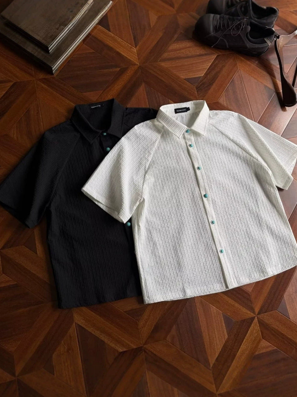 Men's Turquoise Boxy Fit Summer Shirt Jacket Clean Old Money