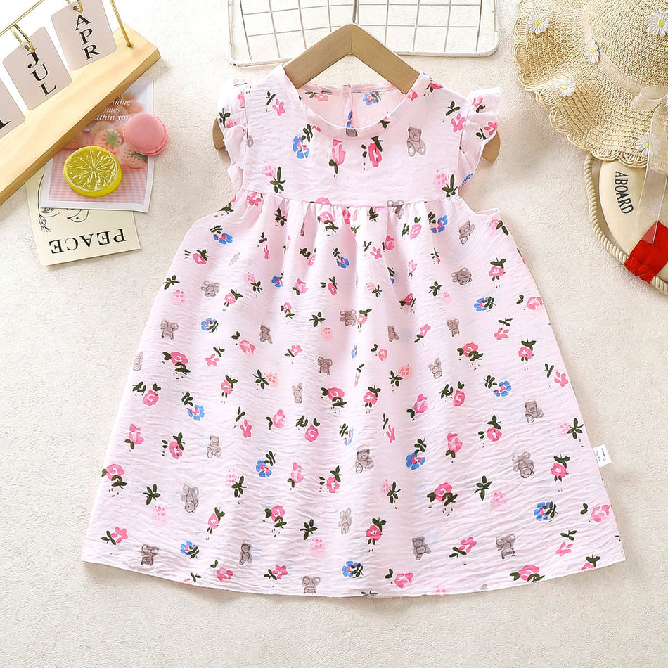 Girls' Floral A-Line Princess Summer Dress