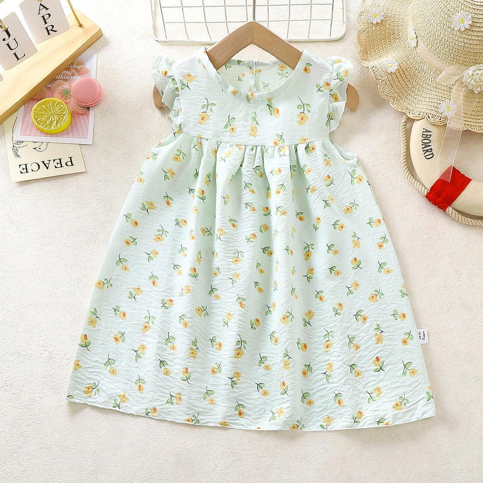 Girls' Floral A-Line Princess Summer Dress