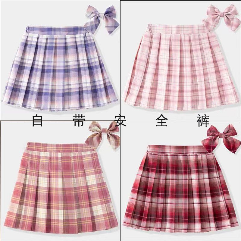 Girls' Plaid Pleated Skirt Set