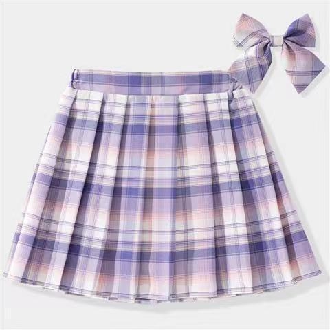 Girls' Plaid Pleated Skirt Set