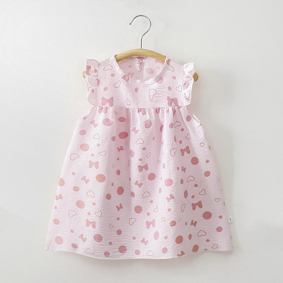 Girls' Cartoon Print A-Line Dress