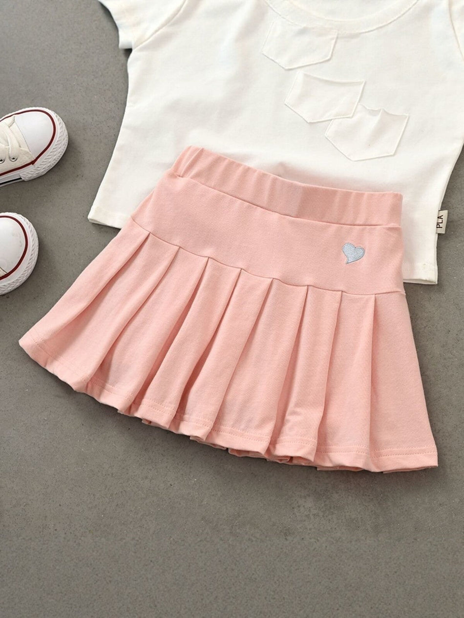Girls' Pleated Skort with Built-In Safety Shorts