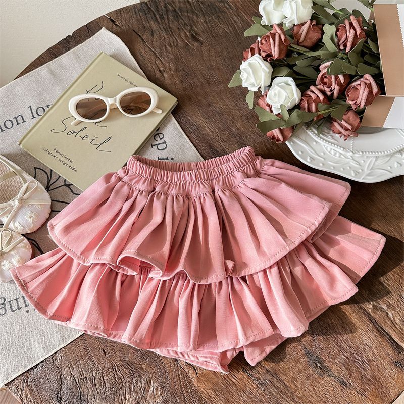 Girls' Ruffle Layered Skort with Built-In Shorts