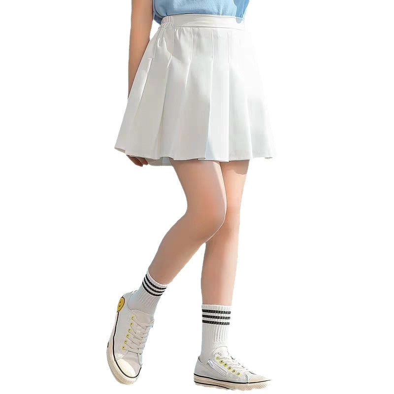 Girls' White Pleated Tennis Skirt Summer Sports Skort