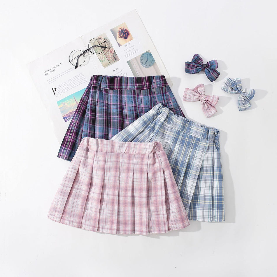 Girls' Plaid JK Uniform Pleated Skirt