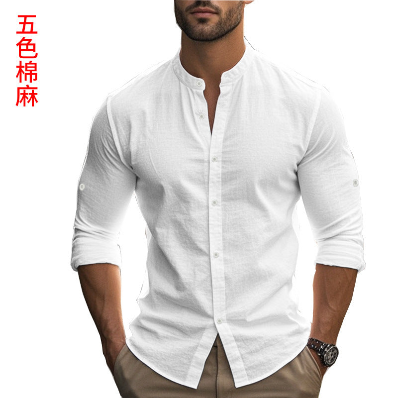 Men's Slim Fit Cotton Long Sleeve Collar Casual Shirt Plus Size