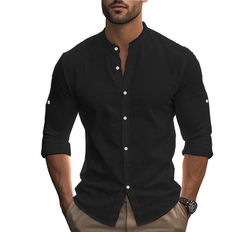 Men's Slim Fit Cotton Long Sleeve Collar Casual Shirt Plus Size