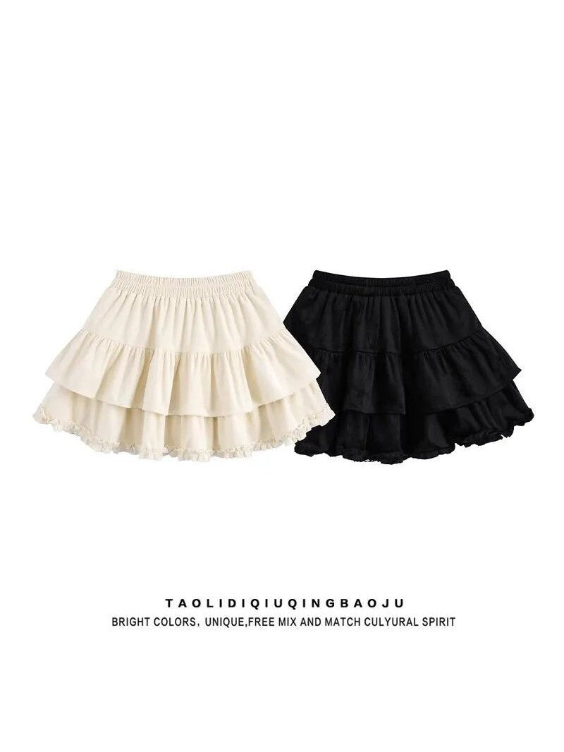 Girls' Puffy Cake A-Line Summer Skirt