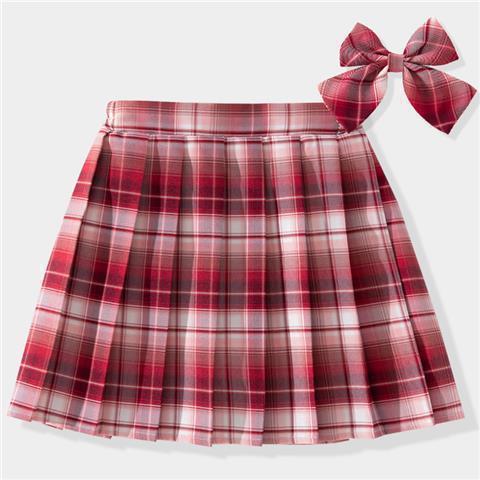 Girls' Plaid Pleated JK Uniform Skirt