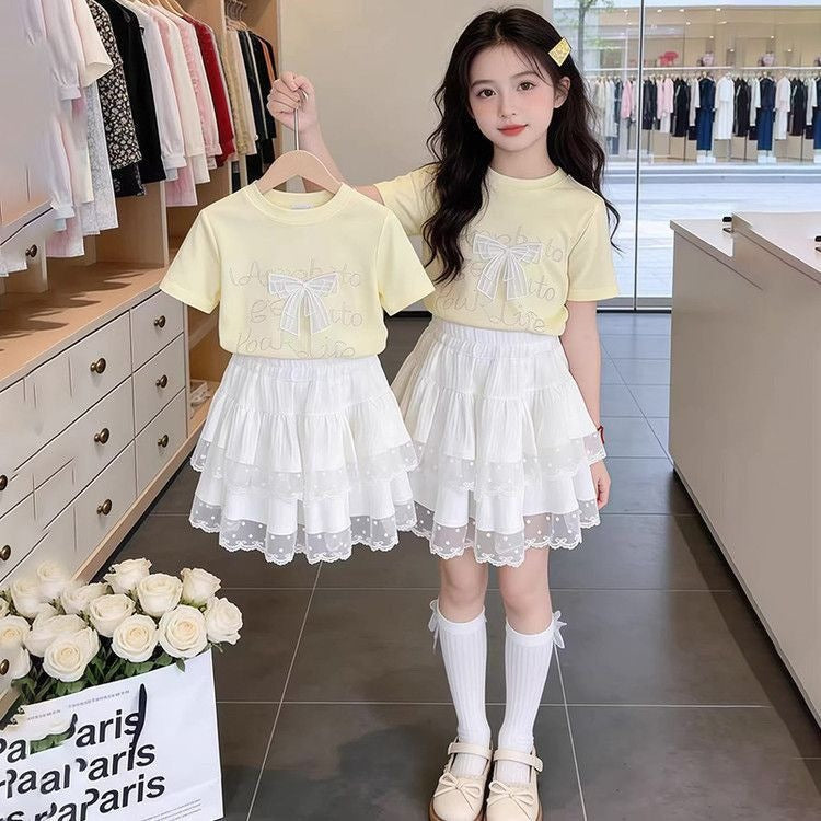Girls' Lace Mesh Layered Skort with Safety Shorts