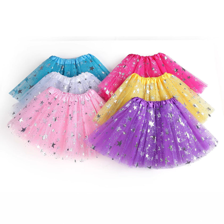 Girls' Star Mesh Tutu Layered Skirt