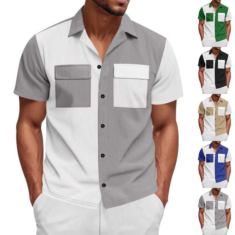 Men's Heavyweight Corduroy Workwear Short Sleeve Loose Fit Shirt