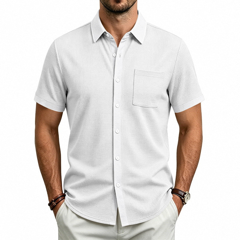 Men's Color Block Waffle Quick-Dry Loose Fit Summer Shirt