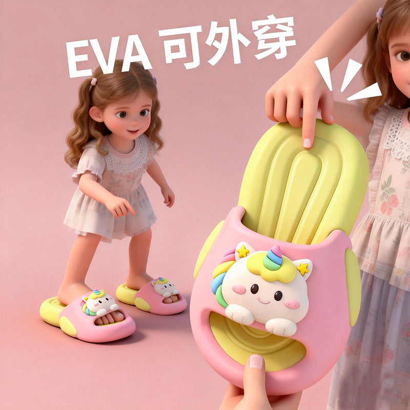 Girls' Unicorn EVA Soft Sole Summer Slippers