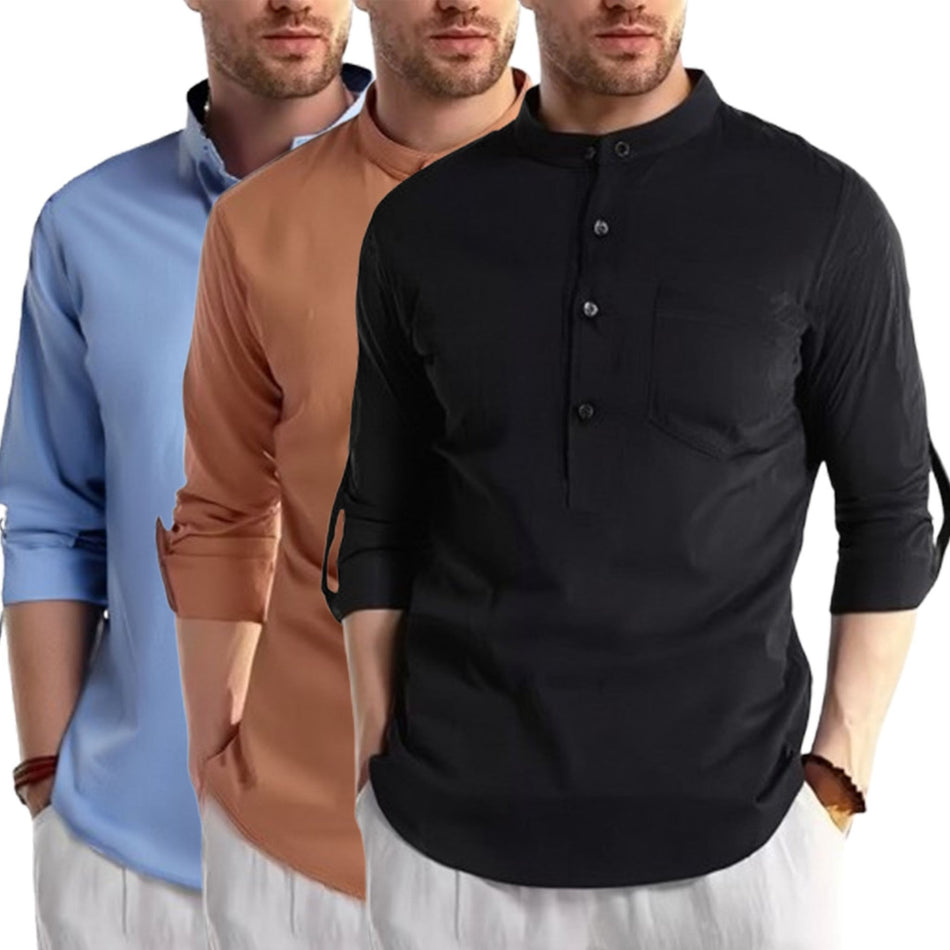 Men's Cotton Long Sleeve Shirt Plus Size Casual Fit