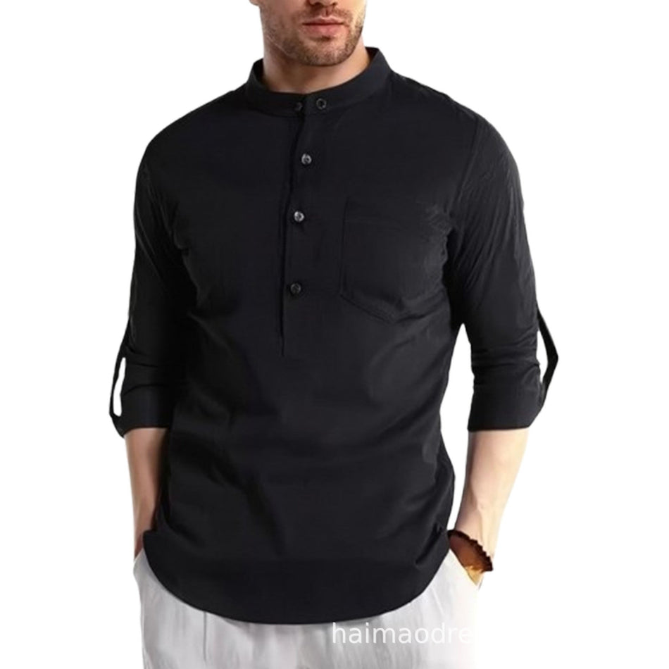 Men's Cotton Long Sleeve Shirt Plus Size Casual Fit