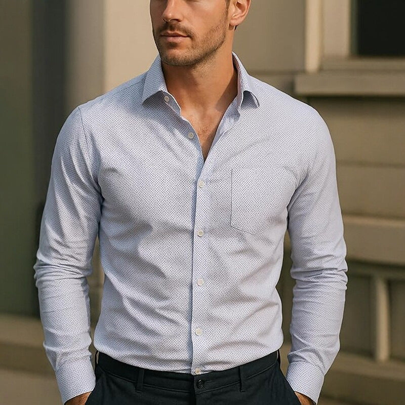 Men's Plaid Loose Fit Long Sleeve Business Casual Shirt