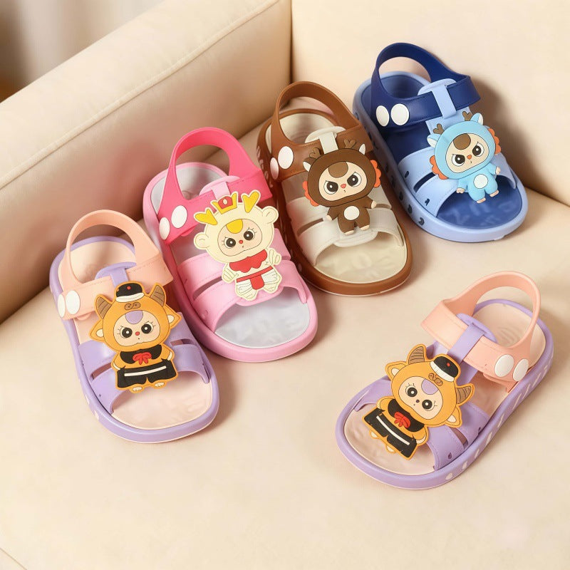 Kids Cartoon Superhero Snap-On Sandals with High-Elastic Sole