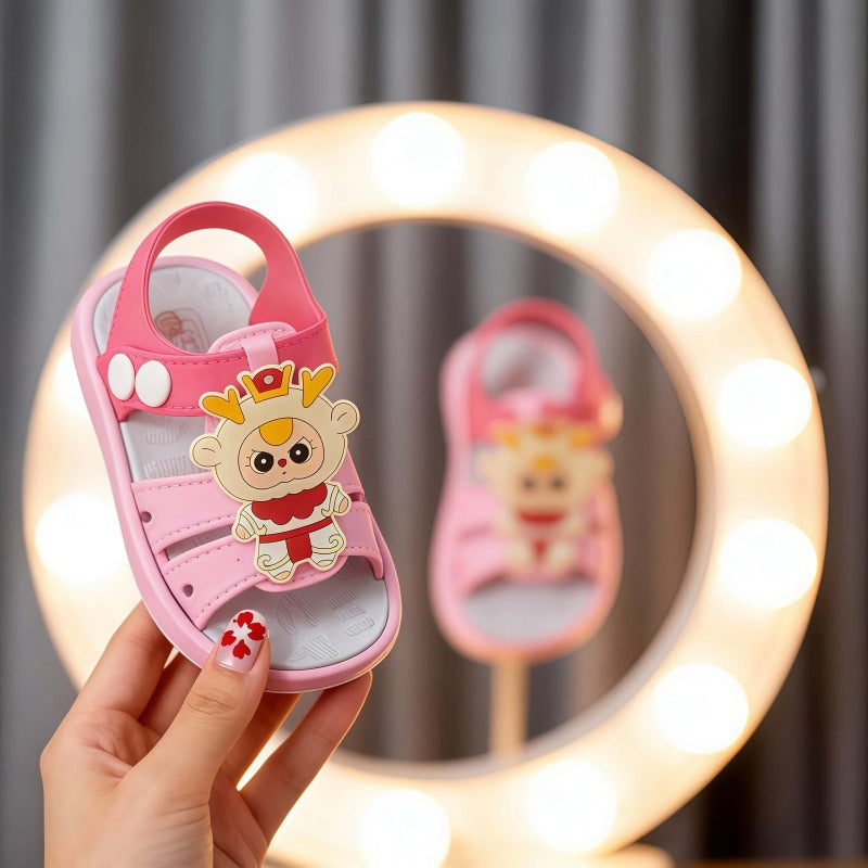 Kids Cartoon Superhero Snap-On Sandals with High-Elastic Sole