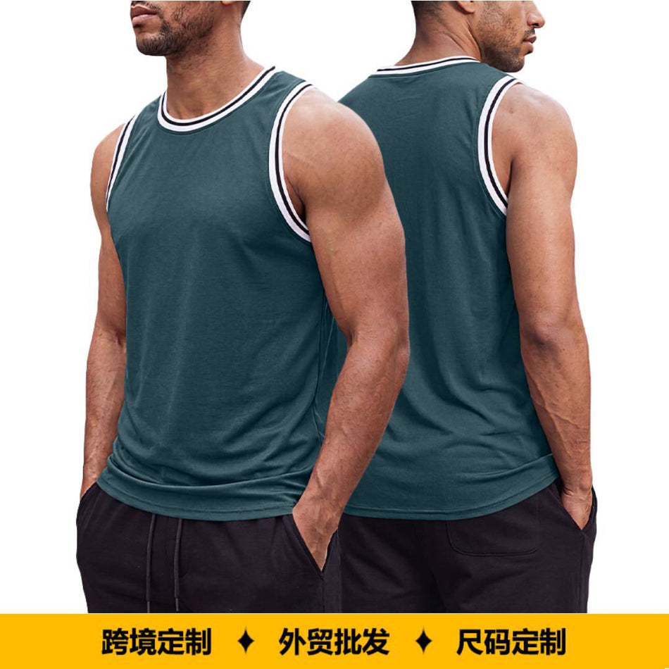 Men's Ribbed Sleeveless Crew Neck Fitness Tank Top Casual Fit