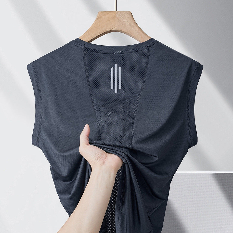 Men's Ice Silk Quick-Dry Sleeveless Sports Vest Breathable Fit