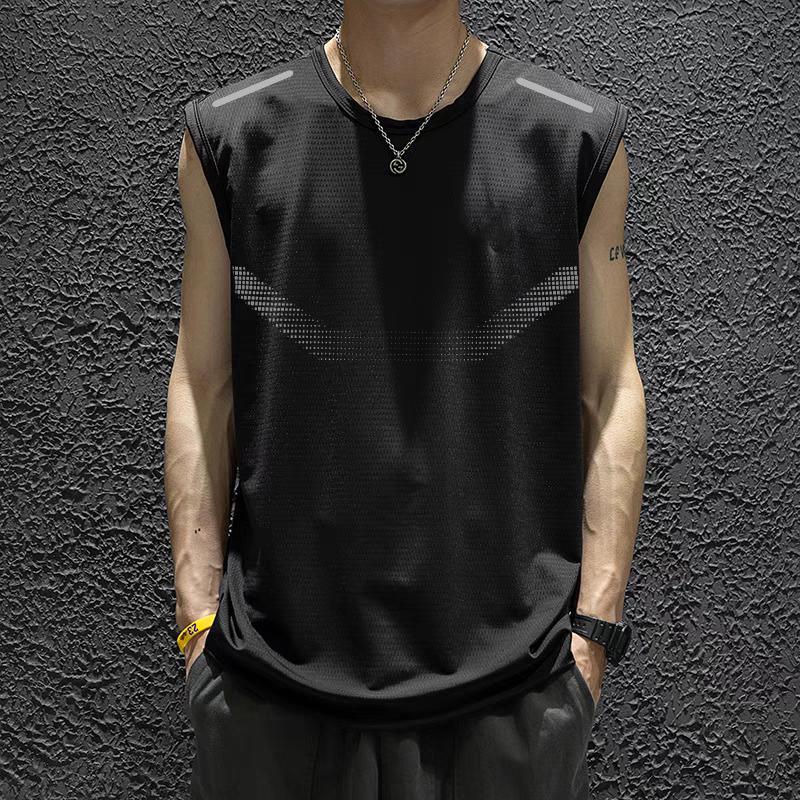 Men's Ice Silk Quick-Dry Sleeveless Vest Plus Size Loose Fit