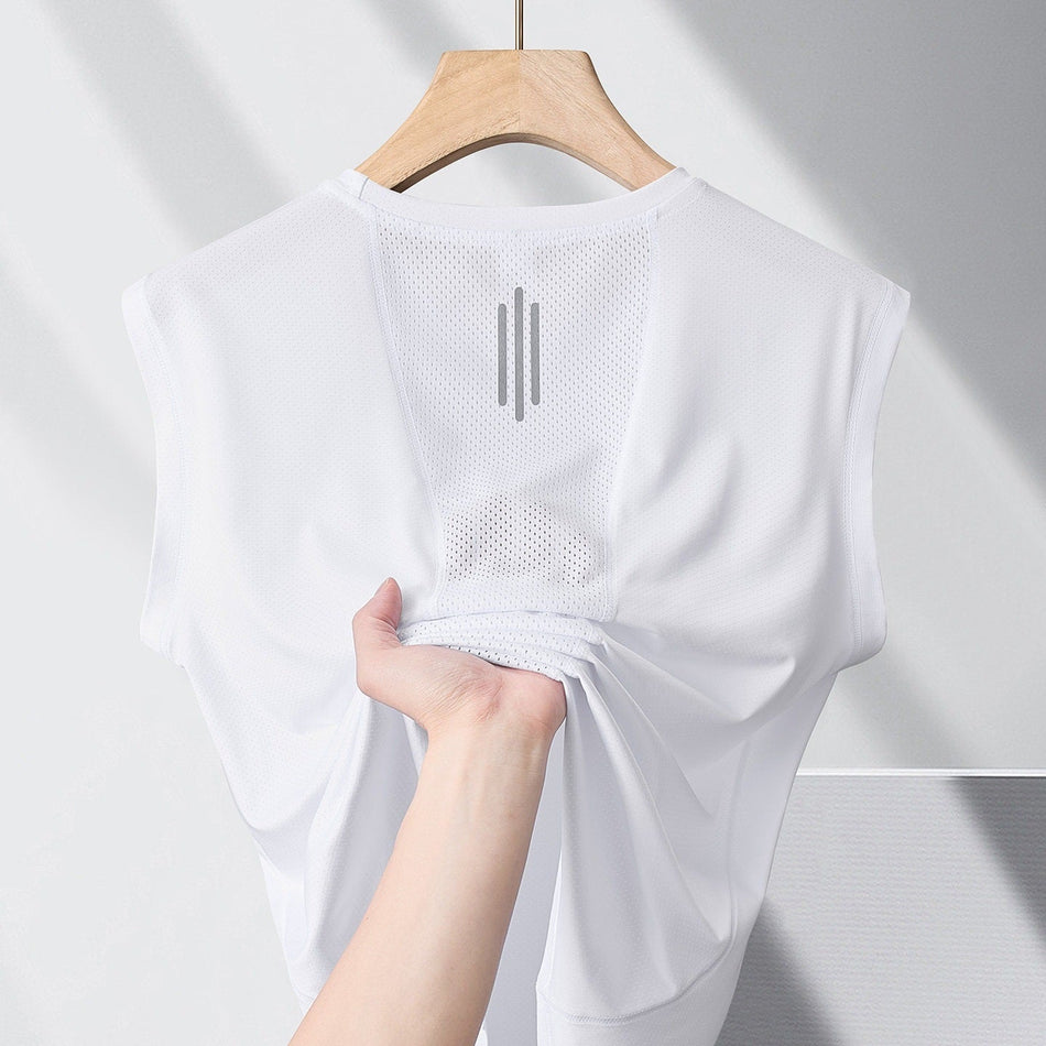 Men's Ice Silk Quick-Dry Sleeveless Sports Vest Breathable Fit