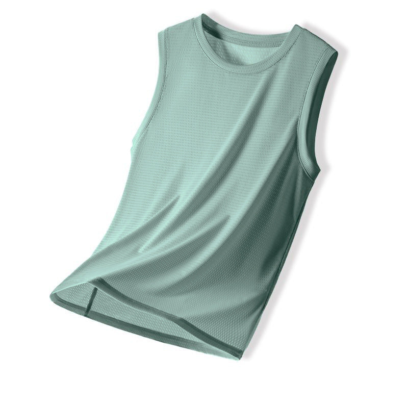 Men's Ice Silk Mesh Sleeveless Sports Vest Quick-Dry Loose Fit