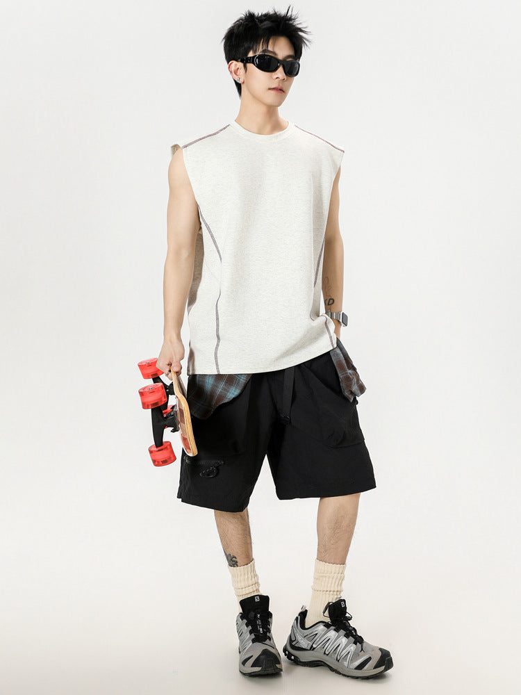 Men's Loose Fit Round Neck Sleeveless Sports Vest Casual Fit