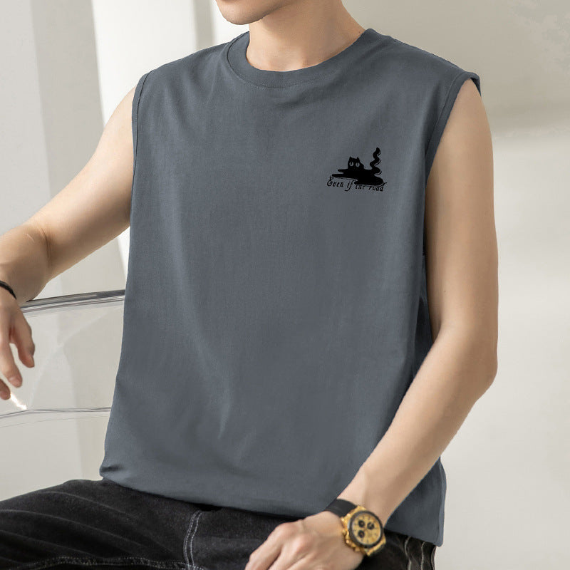 Men's Pure Cotton Sleeveless Basketball Vest Loose Fit Sports Top