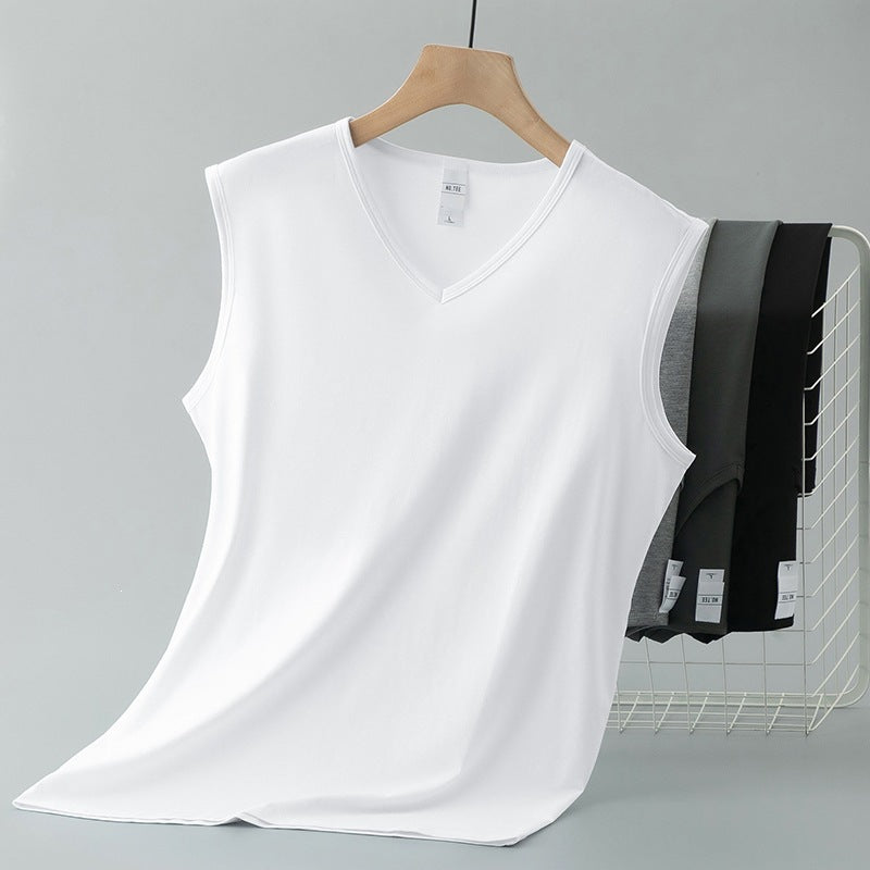 Men's Modal Cotton Ice Silk V-Neck Sleeveless Sports Vest