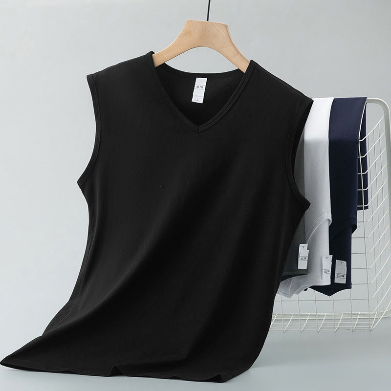Men's Modal Cotton Ice Silk V-Neck Sleeveless Sports Vest