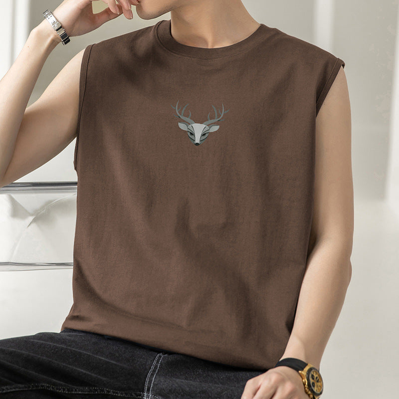 Men's Pure Cotton Sleeveless Sports Vest Loose Fit Basketball