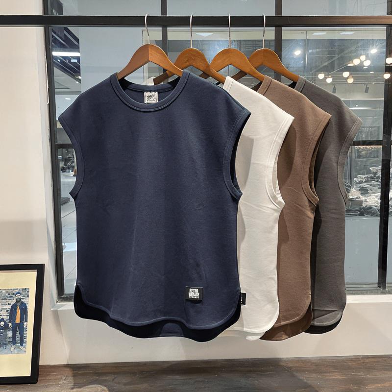 Men's Solid Color Waffle Sleeveless Sports Vest Casual Fit