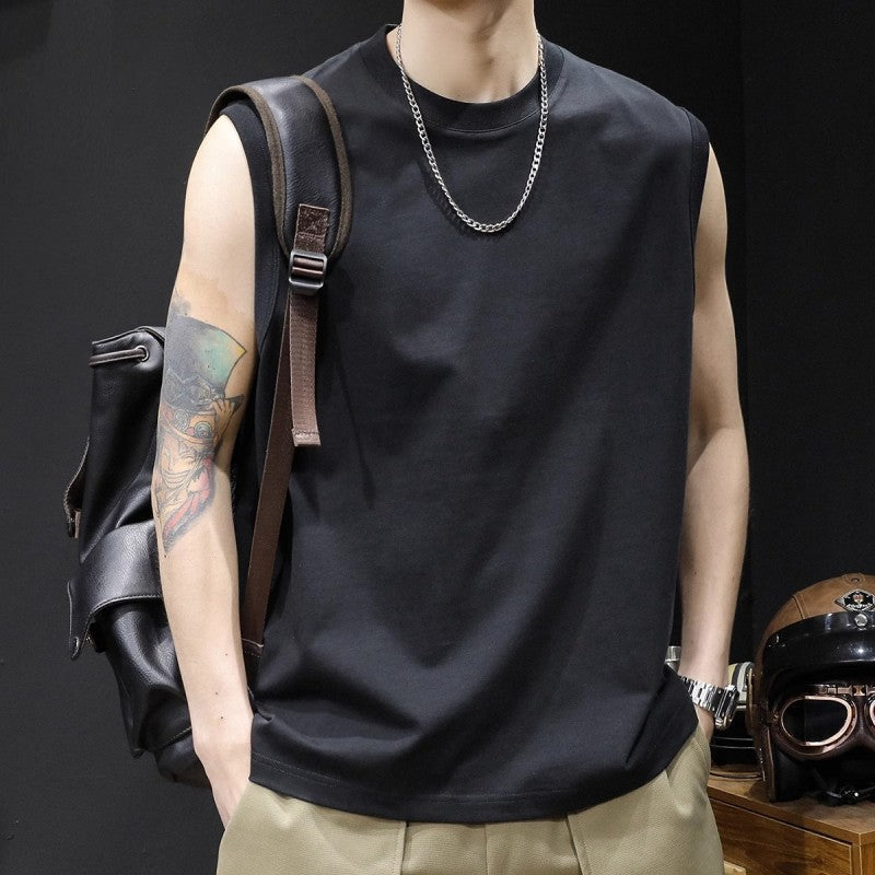 Men's Heavyweight Cotton Sleeveless Tank Top Slim Fit Solid