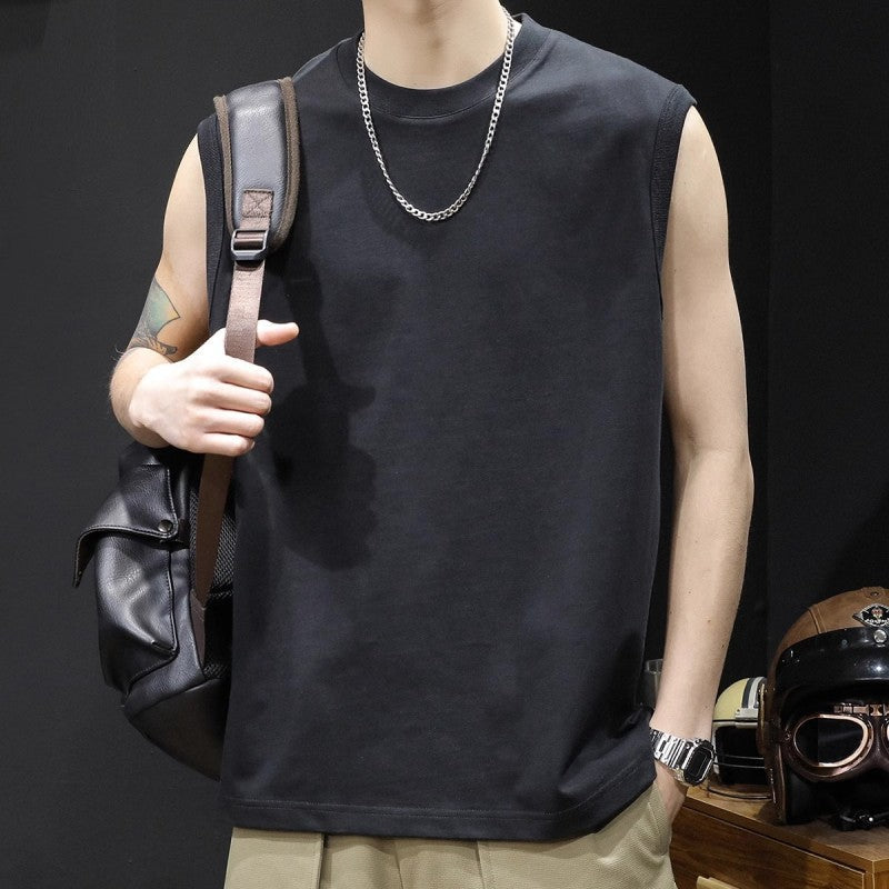Men's Heavyweight Cotton Sleeveless Tank Top Slim Fit Solid