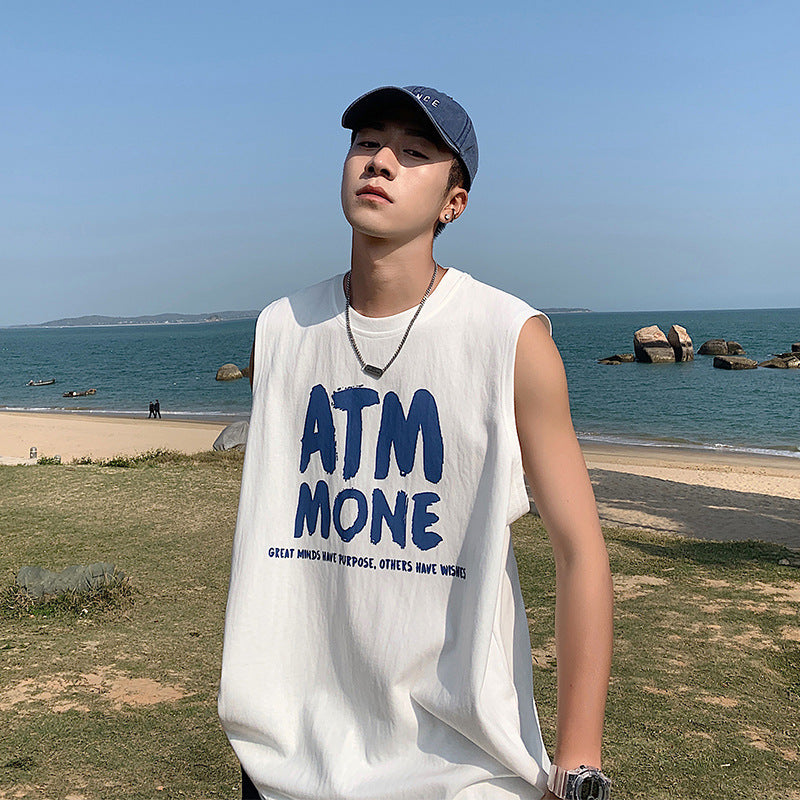 Men's Sleeveless Sports Vest Loose Fit Trendy Fitness Vest