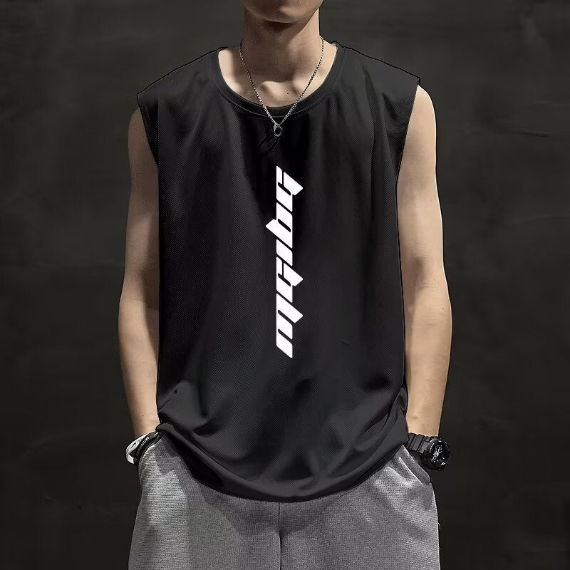 Men's Ice Silk Quick-Dry Sleeveless Sports Vest Loose Fit Plus