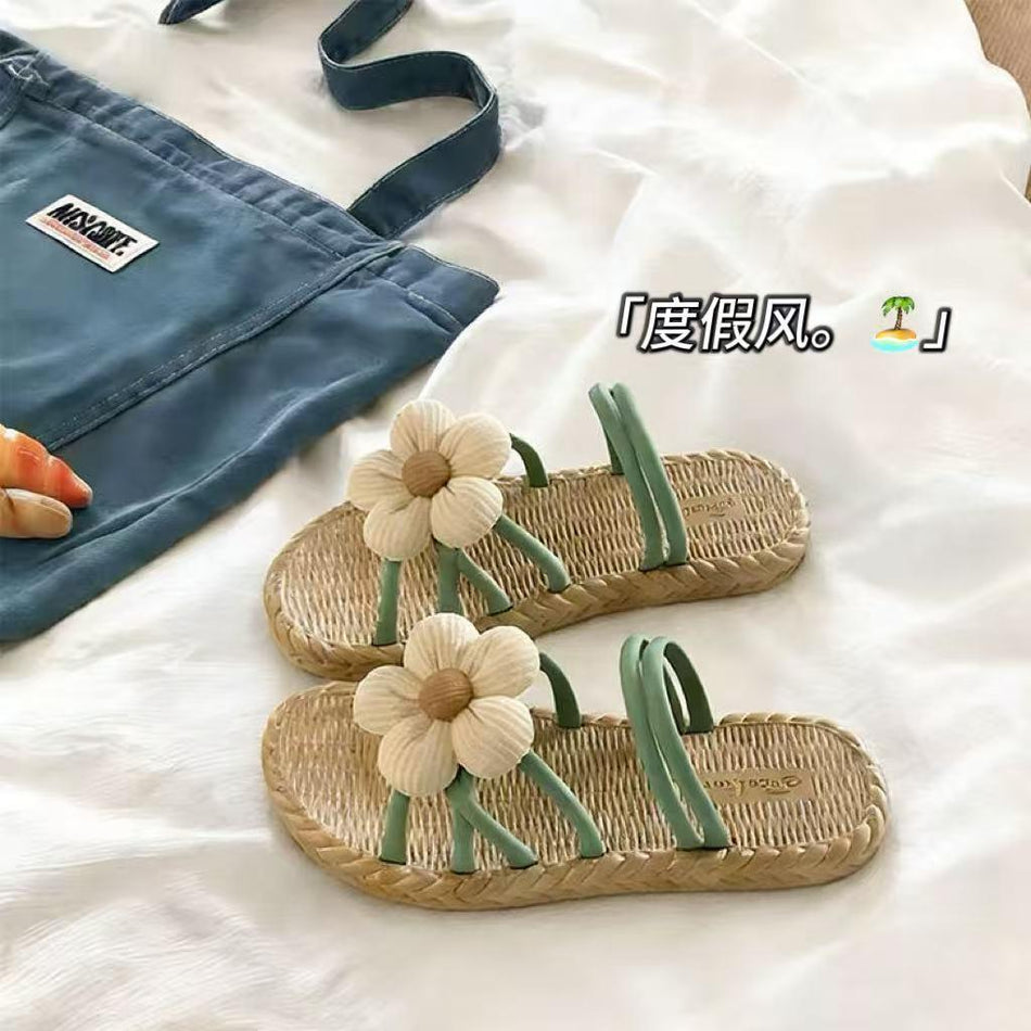 Women's Floral Closed-Toe Summer Sandals with Forest Style