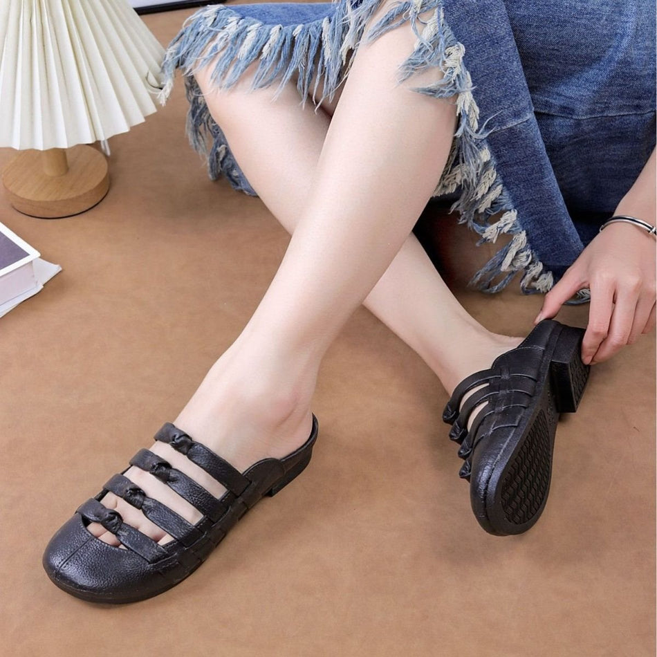 Women's Faux Leather Breathable Roman Flat Sandals